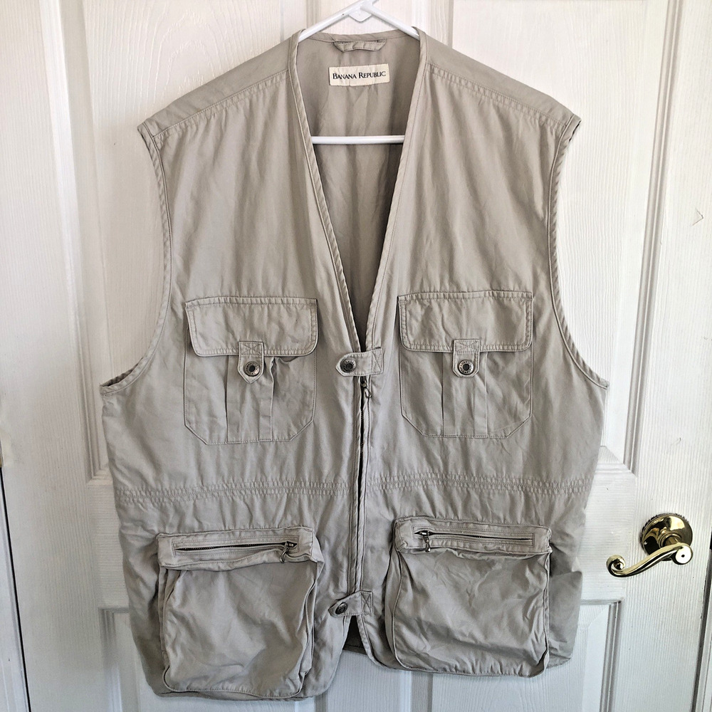 Vtg Mens 90's Outdoors safaricore utility vest Banana Republic Gorpcore Read